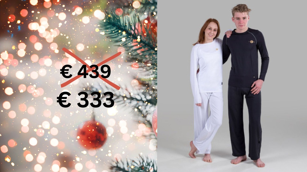 [00254] Paljari Relax - Hausanzug (Pyjama) mit Bio-Infrarot Faser - Oberteil + Hose Unisex; Farbe: weiß WA